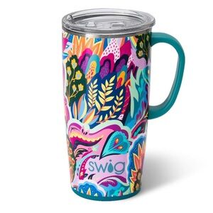Swig Life 22oz Travel Mug, Insulated Tumbler with Handle & Lid in Bazaar Print